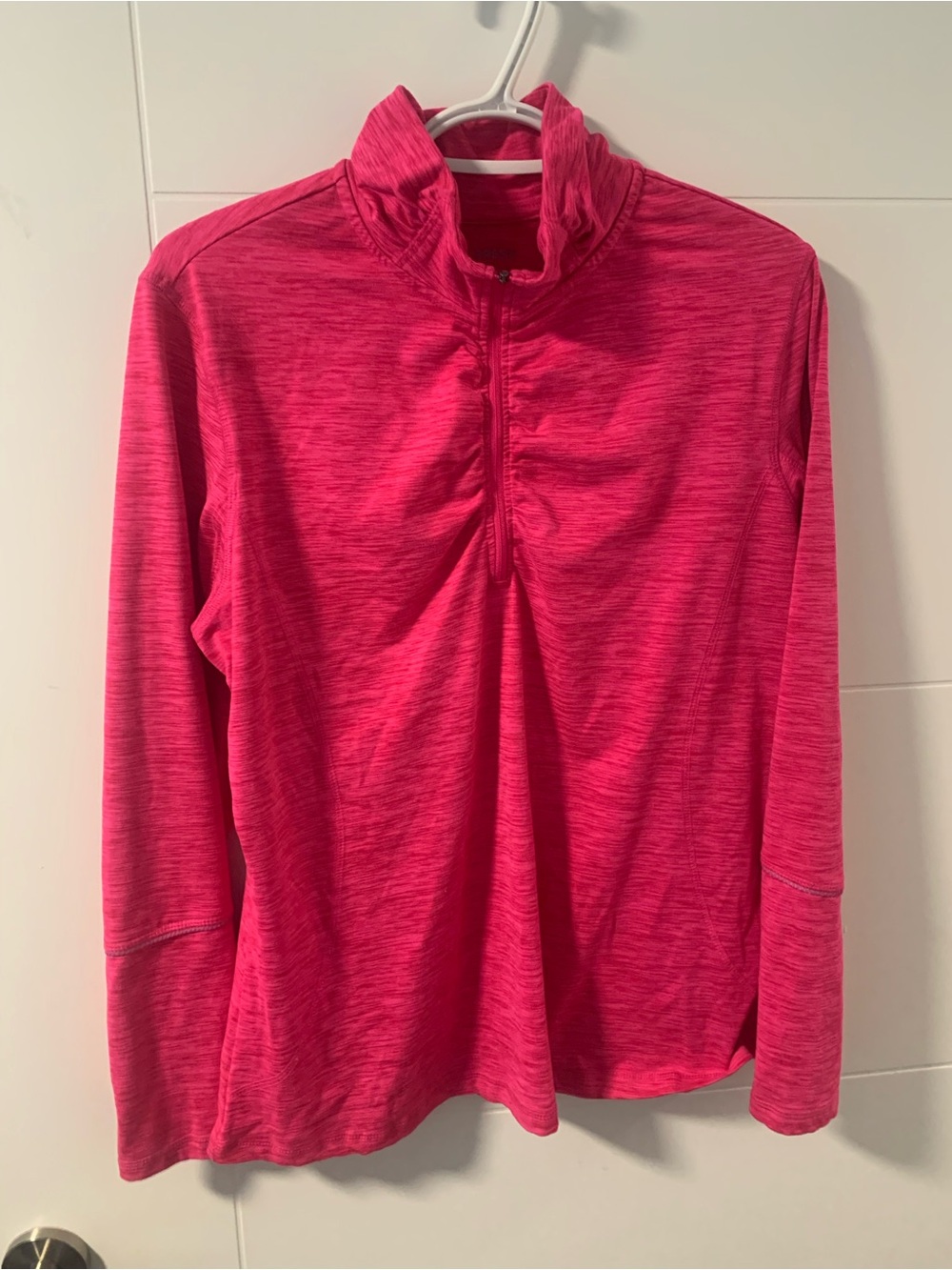 6/$20 Joe Fresh Hot Pink Quarter-Zip Long Sleeve Top athletic wear A13
